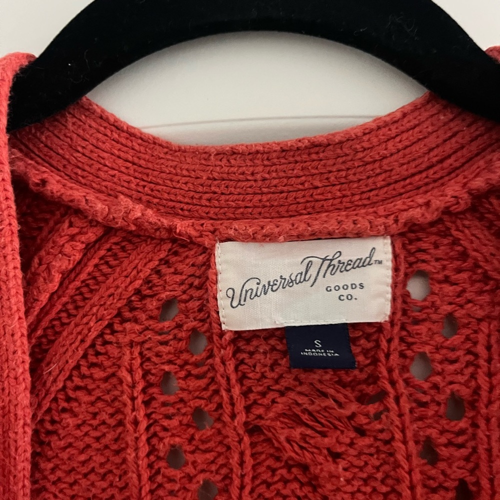 Orange Cable Knit Button-Front Cardigan - Picture 2 of 3